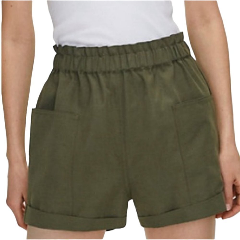 Wilfred Olive Green High-Waist Paperbag Shorts